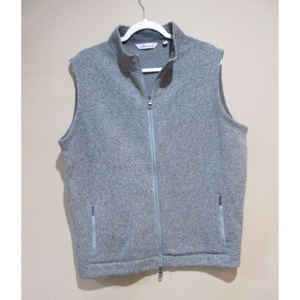 Peter Millar Sweater Vest Men XL Gray Full Zip Recycled Polyester